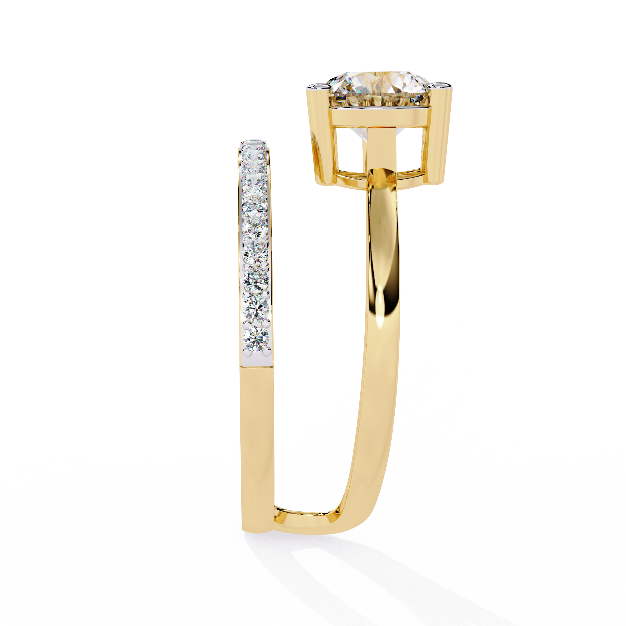 Solitairekart – 1.51ct Lab Grown Diamond Solitaire Bypass Ring in 14K Yellow Gold